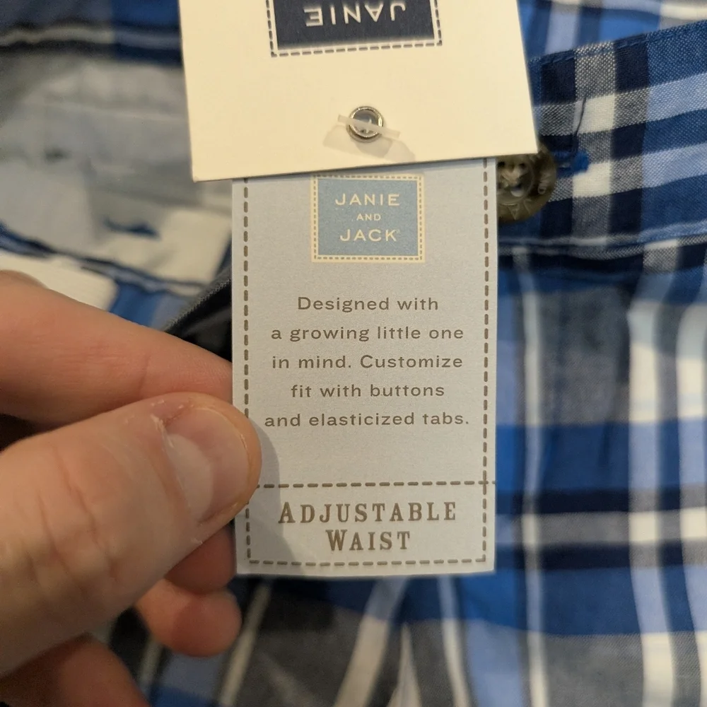 Janie and Jack Blue White Plaid Kids Shorts